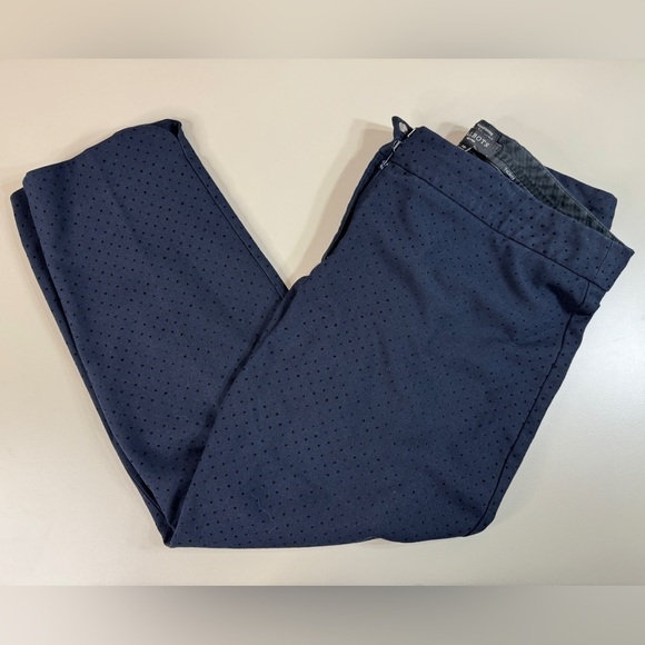 Talbots Pants - Talbots Hampshire Ankle Navy with black velour polkadot pattern women’s 14 P